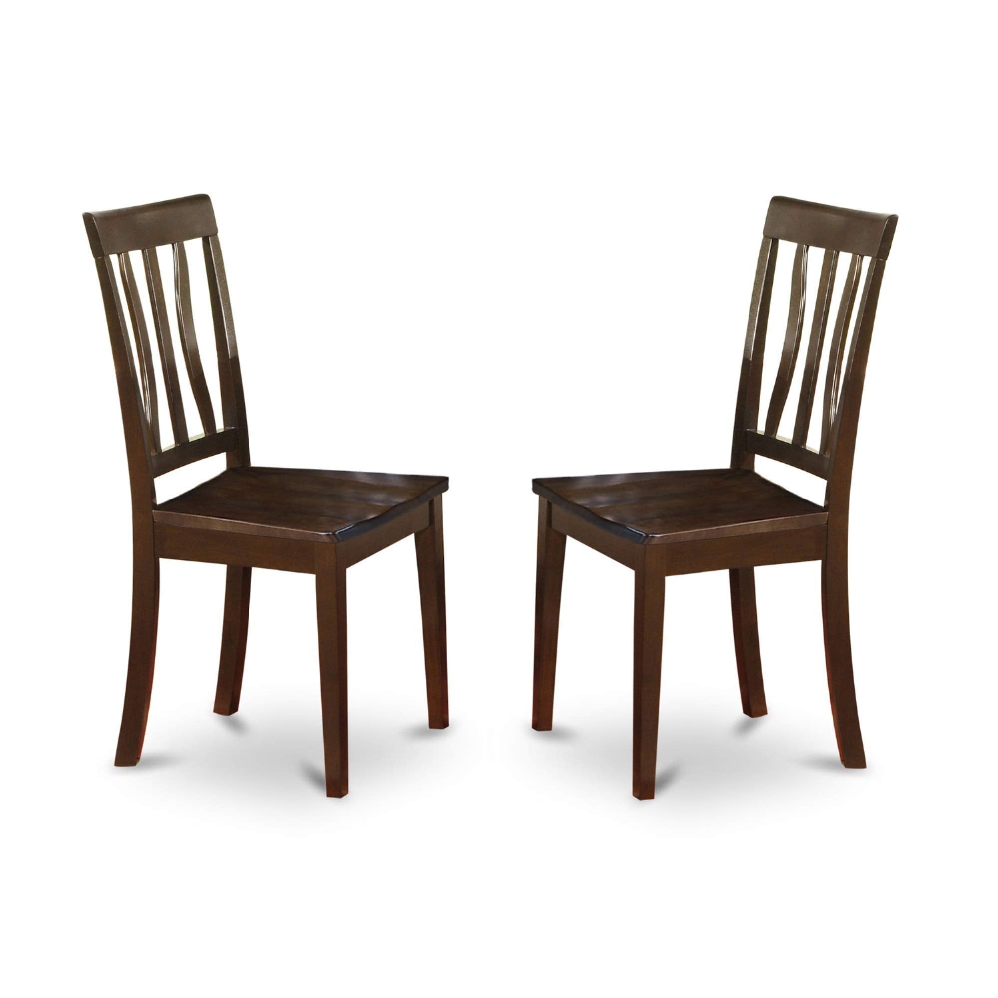East West Furniture ANTI5-CAP-W 5 Piece Dinette Set for 4 Includes a Round Kitchen Table with Pedestal and 4 Dining Chairs, 36x36 Inch, Cappuccino
