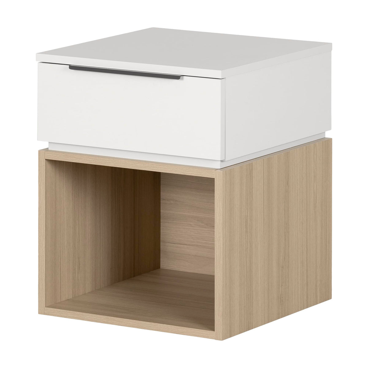 South Shore Hourra 1-Drawer Nightstand, Soft Elm And White