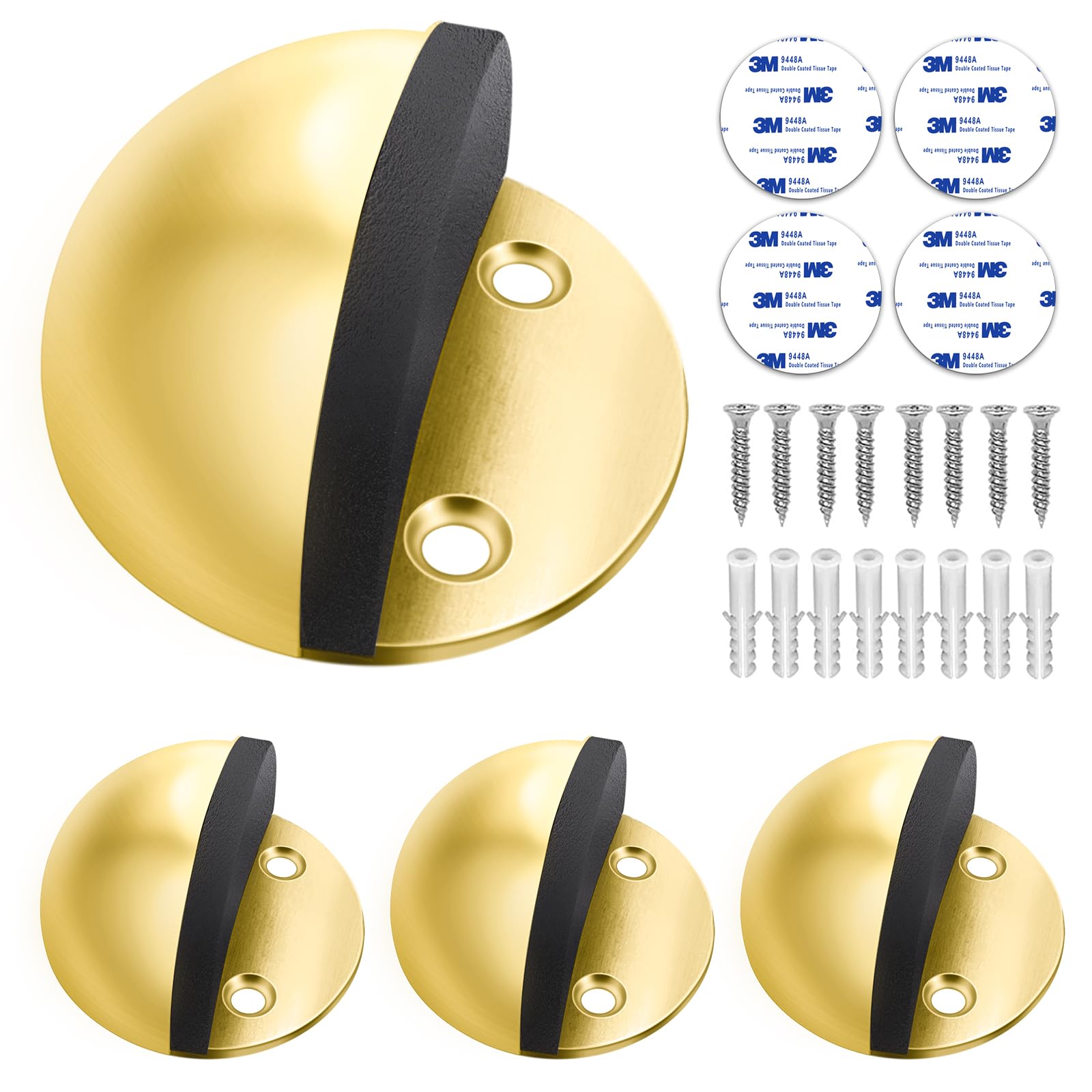 Door Stopper, Floor Door Stop Modern Gold Door Stoppers Sound Dampening Rubber Bumper Adhesive Door Stops No Drilling Doorstop W