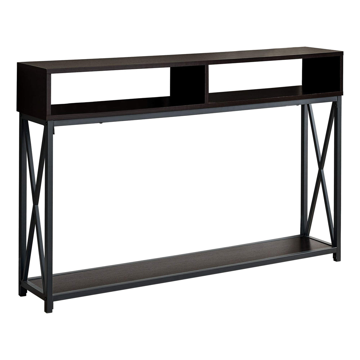 HomeRoots 47&quot; Brown and Black Frame Console Table with Storage