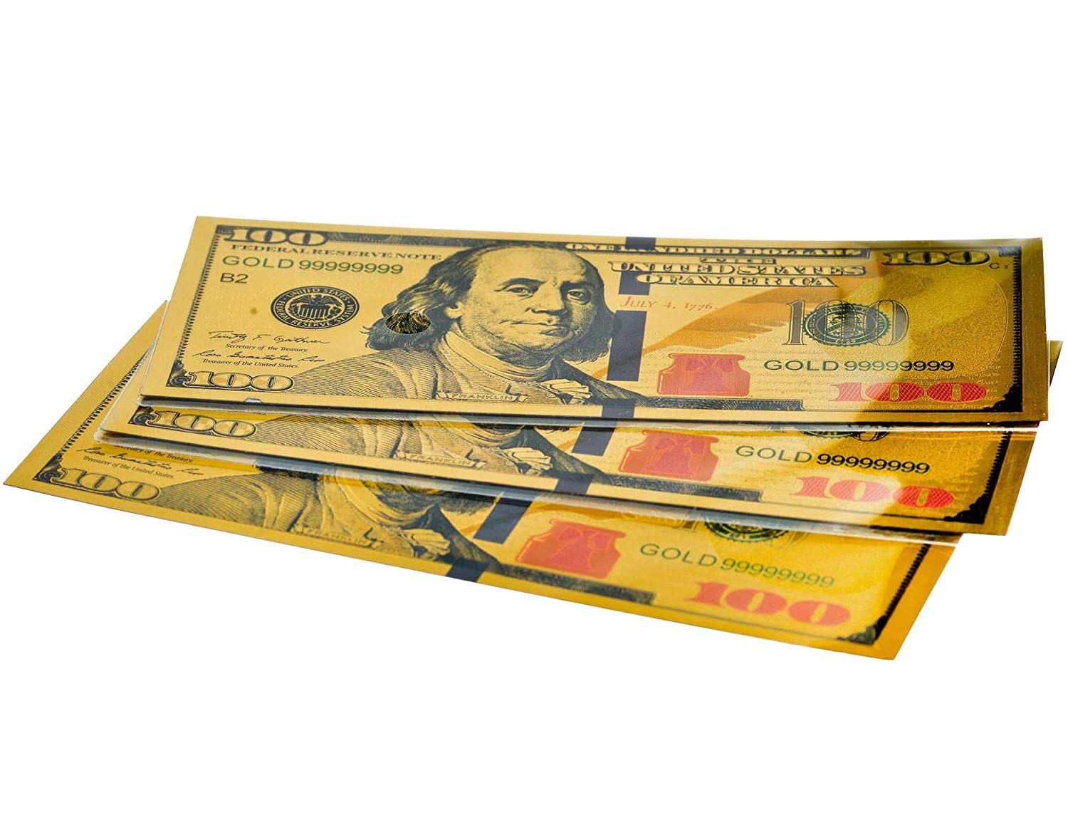 3 Premium Bookmarks For,Gold $100 Bills - High Quality Thick Book-Mark To Promote Reading With One Hundred Dollar Usa Bank Note