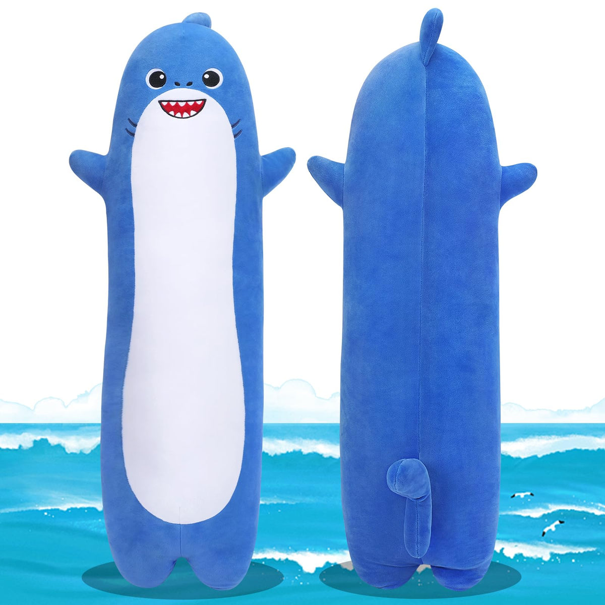 Sprinqdawin Large Shark Stuffed Animal,20    Long Shark Plush,Cute Plushies Animal Body Pillow,Kawaii Big Plush Toys Animal Gift