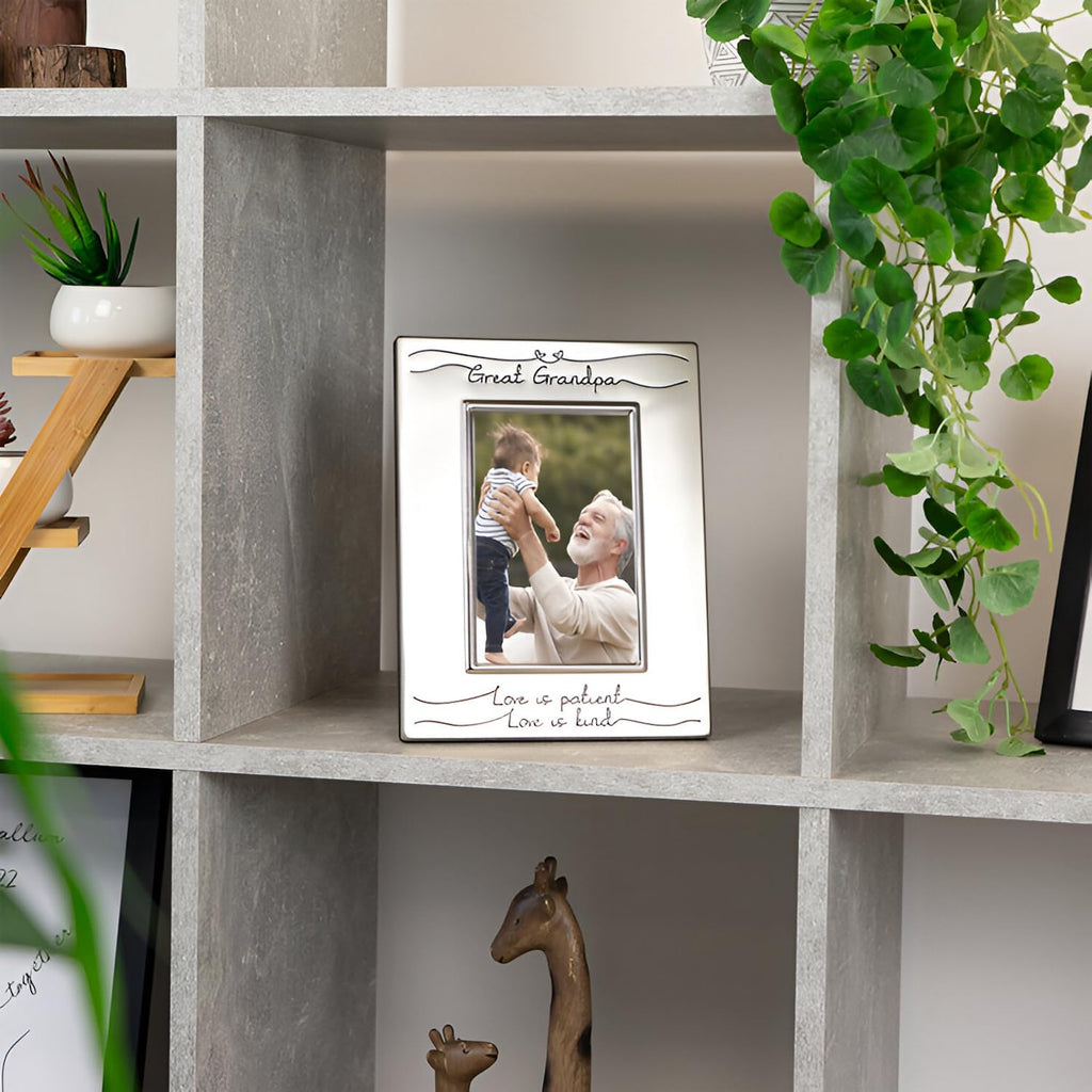 Haysom Interiors Beautiful Two Tone Silver Plated Great Grandpa 4'' X 6'' Picture Frame With Black Velvet | Unique And Thoughtfu