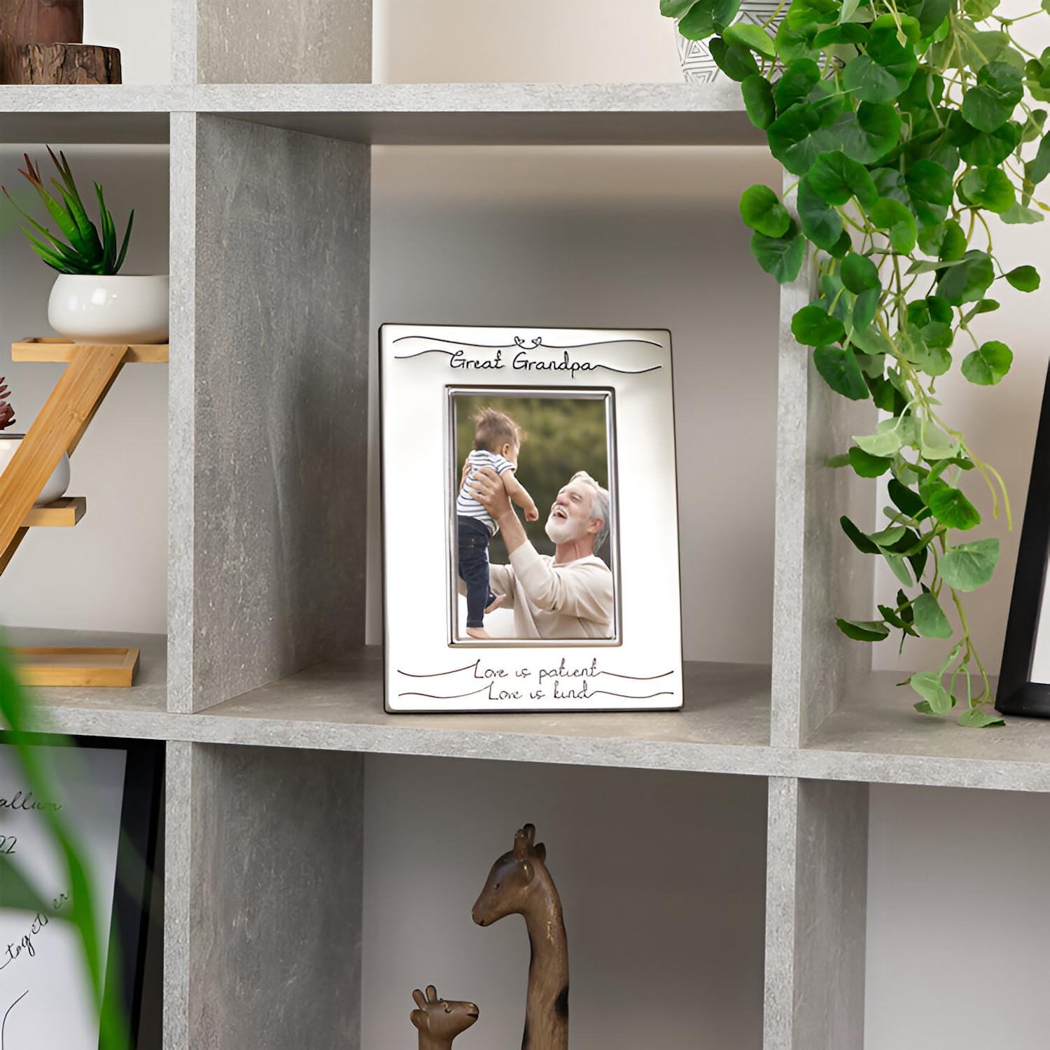 Haysom Interiors Beautiful Two Tone Silver Plated Great Grandpa 4'' X 6'' Picture Frame With Black Velvet | Unique And Thoughtfu