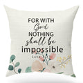 Kongmotree Bible Verse Throw Pillow Case, Blessing Gift, Scripture Art, Scripture Sayings, Bible Quote, Luke 1:37, Church Gifts,