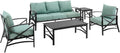 Crosley Furniture Kaplan 5-Piece Outdoor Sofa Patio Furniture Set, Conversation Sets For Porch, Deck, Oiled Bronze With Mist Cushions
