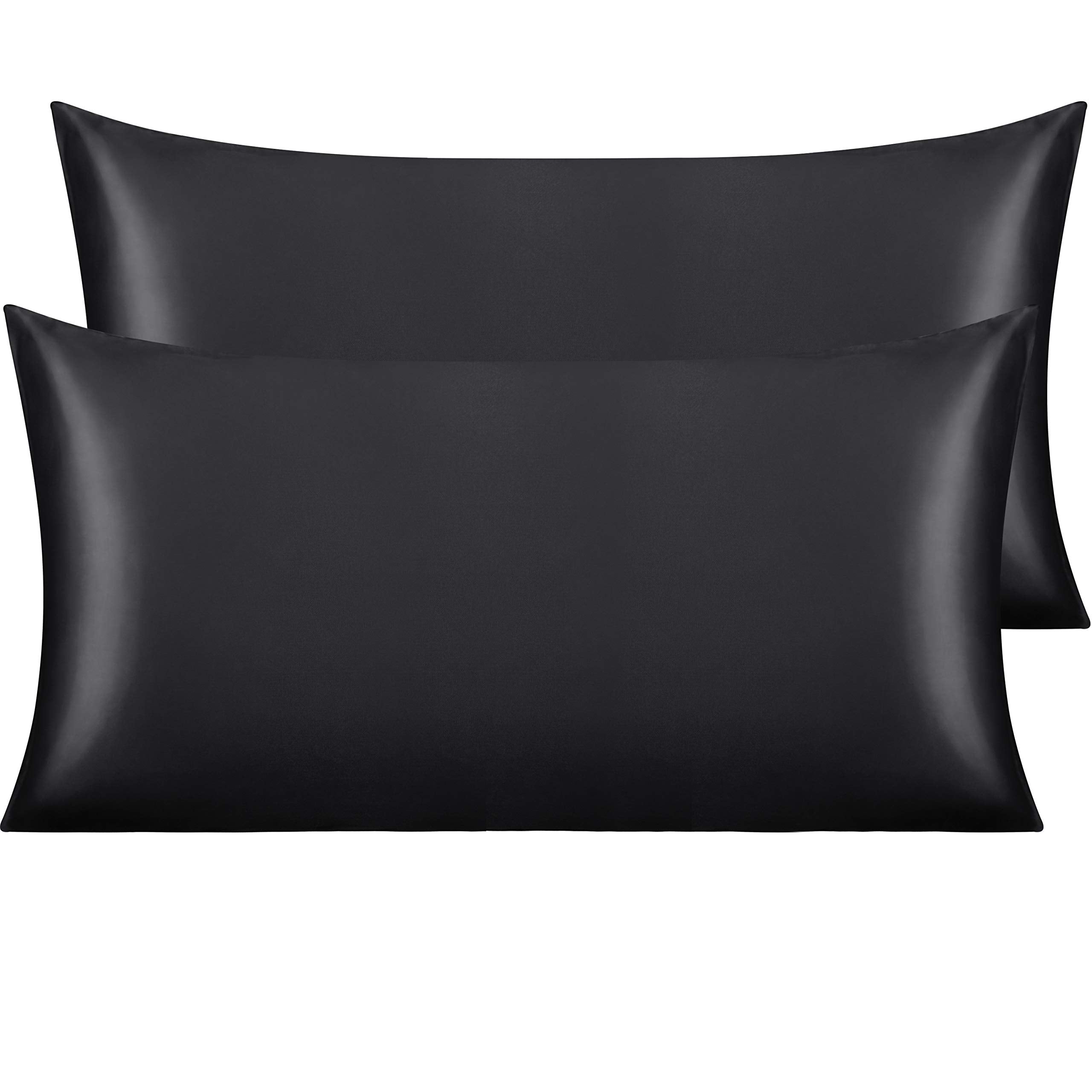 Ntbay 2 Pack Satin King Pillowcases For Hair And Skin, Luxurious And Silky Pillow Cases With Envelope Closure, 20X36 Inches, Bla