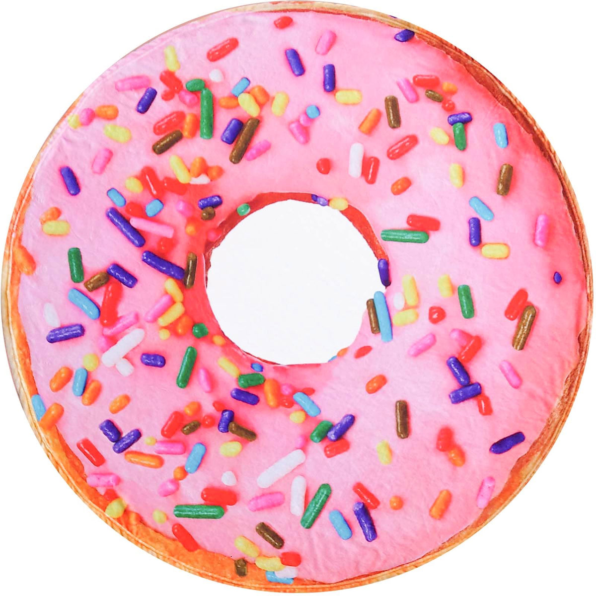Vessia 60 Inch Pink Donuts Printed Throw Blanket(Round, 60X60Inch), Realistic Funny Food Blanket For Adults And Kids, 300Gsm Sof