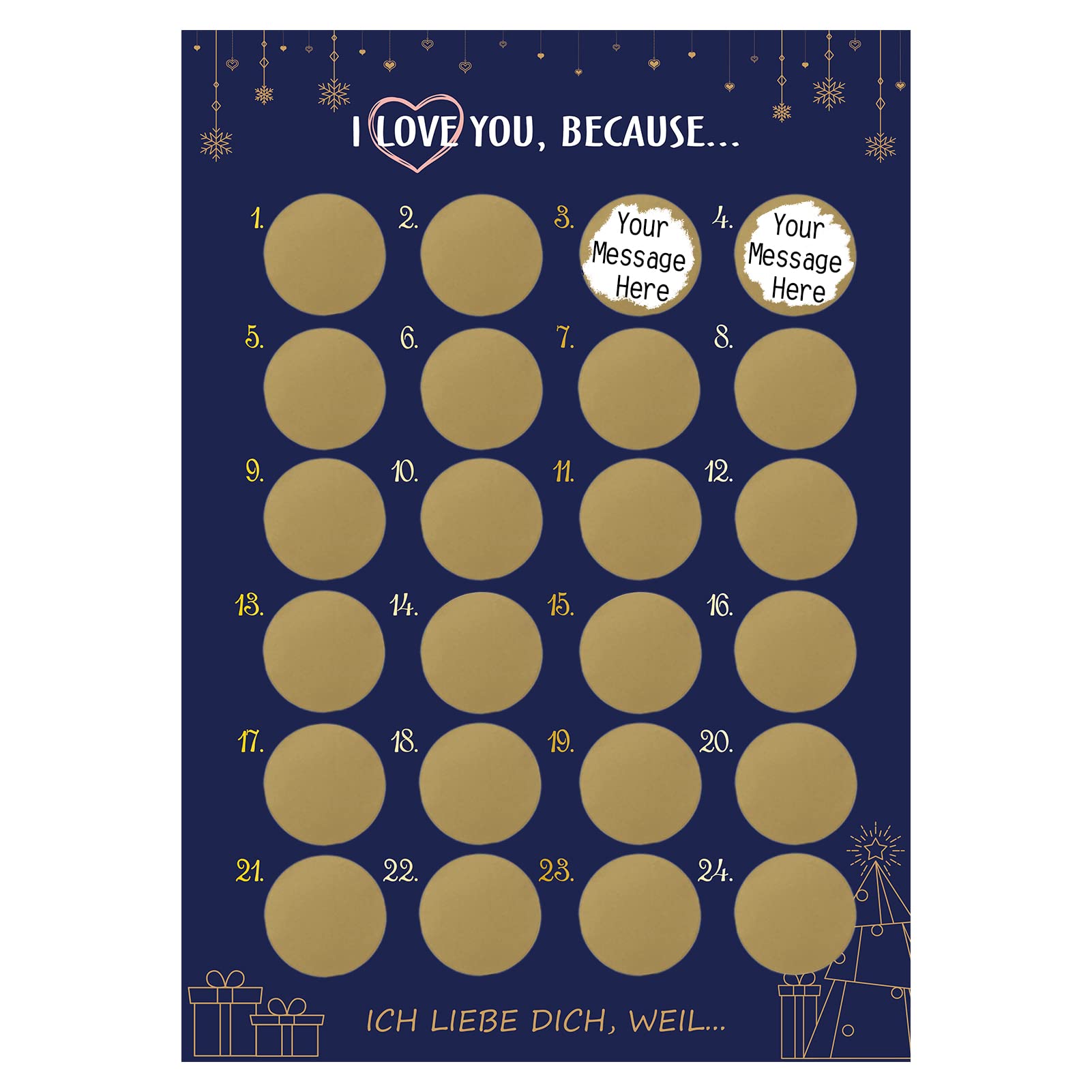 KESOTE Christmas Advent Calendar 2024 Scratch Off Poster Card for Adults and Kids 16.5'  12' DIY Advent Calendar(I Love You, B