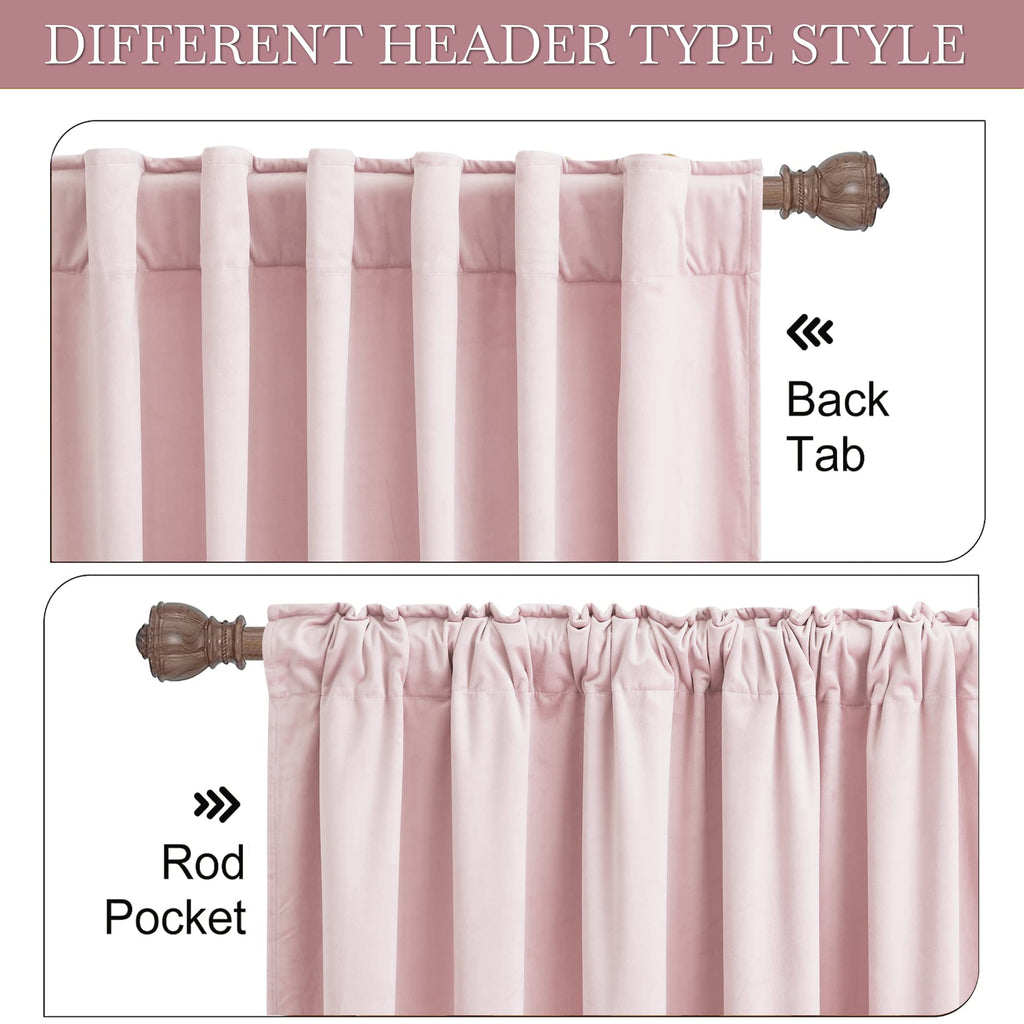 Ryb Home Pink Velvet Curtains 108 Inches- Blackout Curtains For Living Room, Thermal Insulated Noise Reducing Panels Soft Luxury Window Decor For Bedroom, Blush Pink, W52 X L108 Inches, 2 Panels