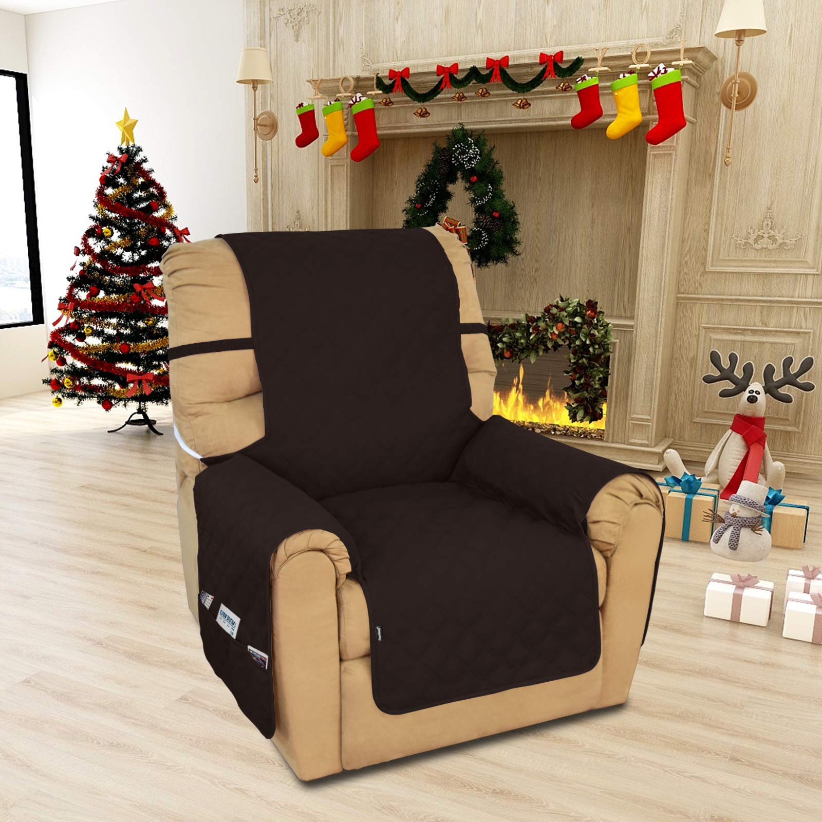Easy-Going Sofa Slipcover Waterproof Recliner Chair Cover Non-Slip Fabric Couch Cover For Living Room Washable Furniture Protector For Pets Kids Children Dog Cat (Recliner, Chocolate)