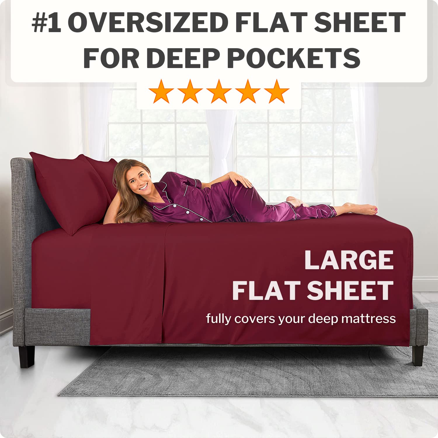 Dealuxe 21'' Sheet Set - Twin 3 Piece Set - Burgundy (Pomegranate)