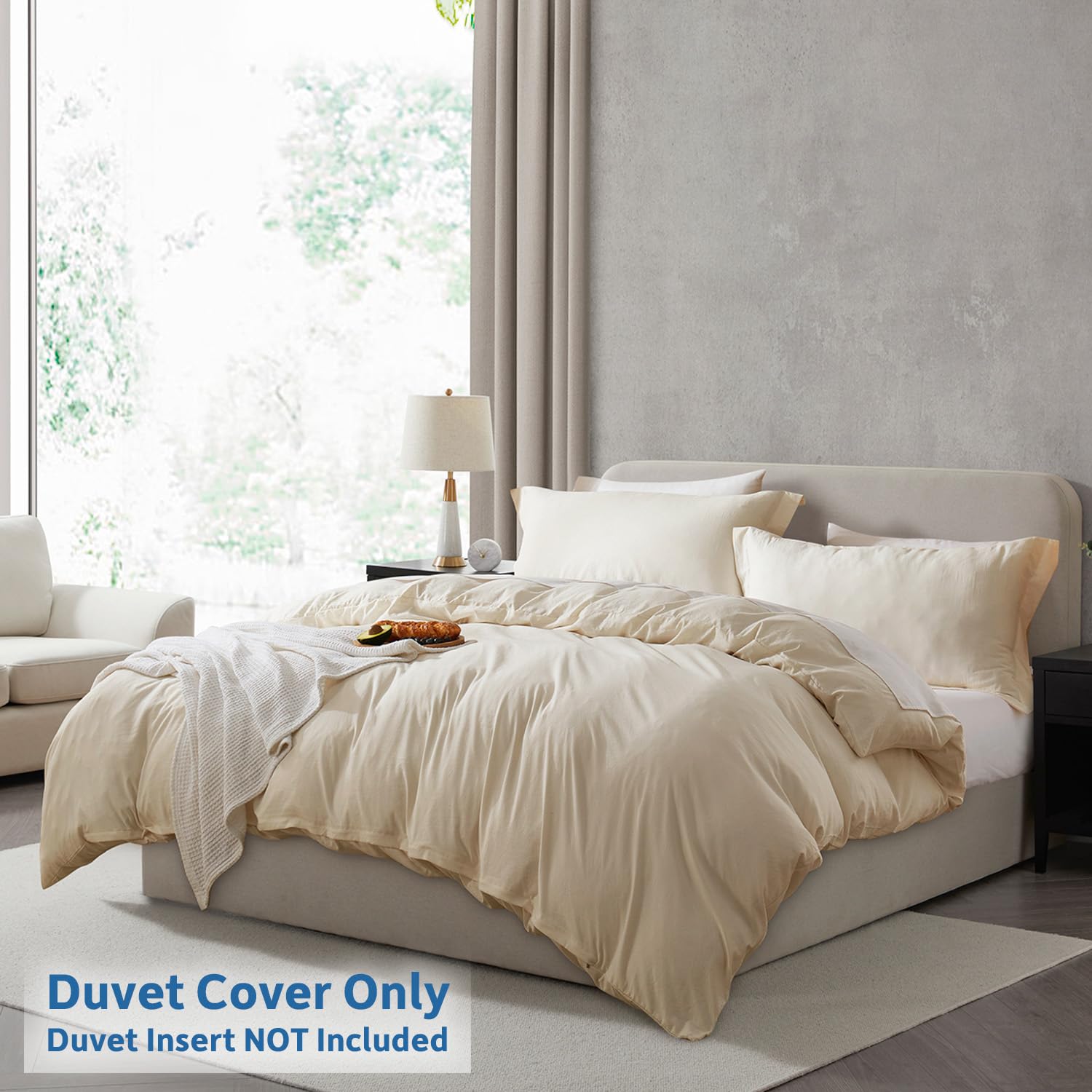 Nestl Beige Cream California King Duvet Cover Sets - Soft Prewashed Cal King Duvet Cover, 3 Piece, With Zipper Closure, 1 Duvet Cover 104X98 Inches And 2 Pillow Shams - No Comforter