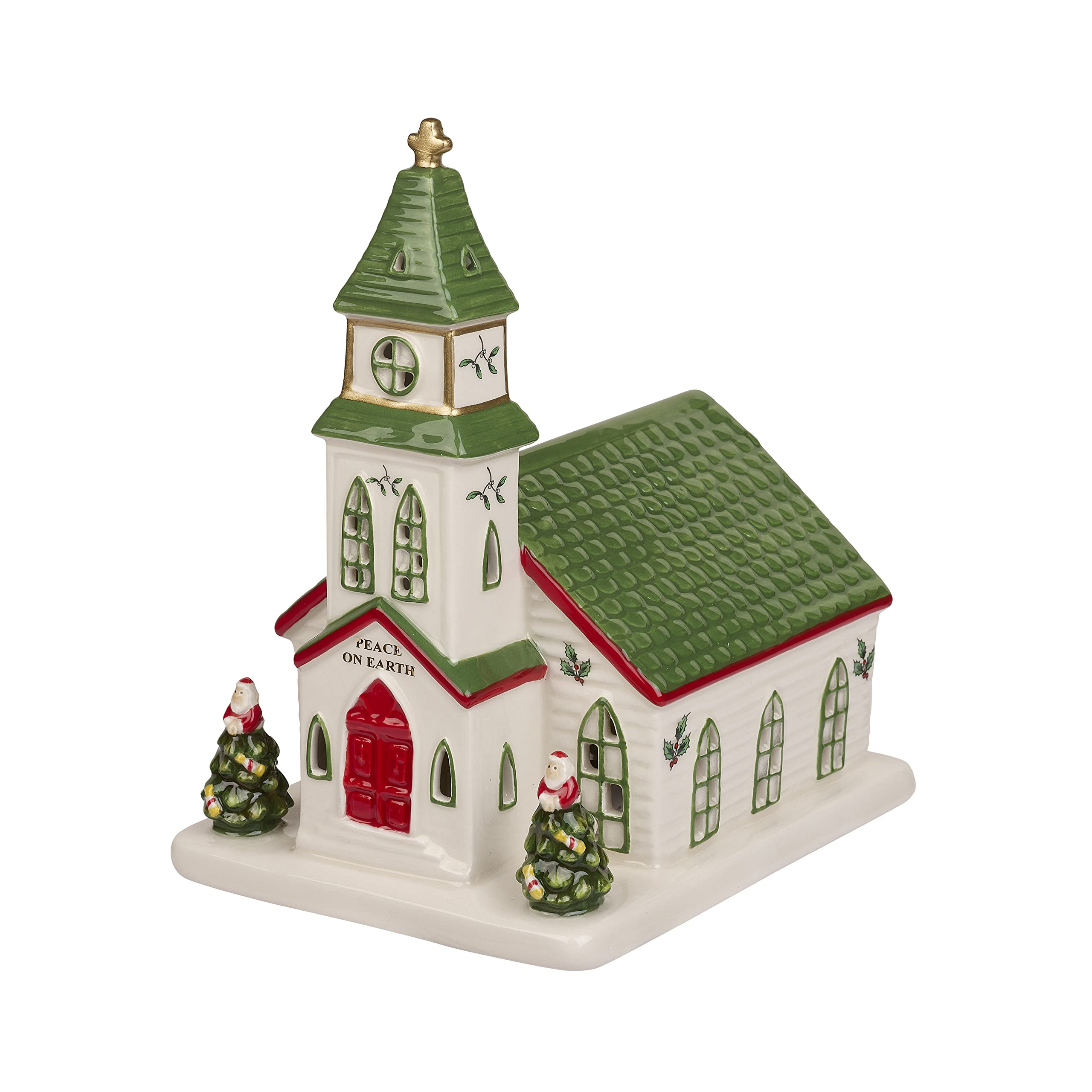 Spode  Christmas Tree Collection Miniature Christmas Village Church, Figural Decoration, LED, Measures at 6.5, Made of Dolomit