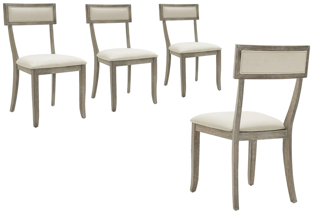 Crosley Furniture Alessia Traditional Upholstered Wood Klismos Dining Chairs Set Of 4, Kitchen Chair, Rustic Gray Wash/Crème