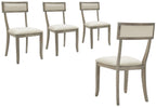 Crosley Furniture Alessia Traditional Upholstered Wood Klismos Dining Chairs Set Of 4, Kitchen Chair, Rustic Gray Wash/Crème
