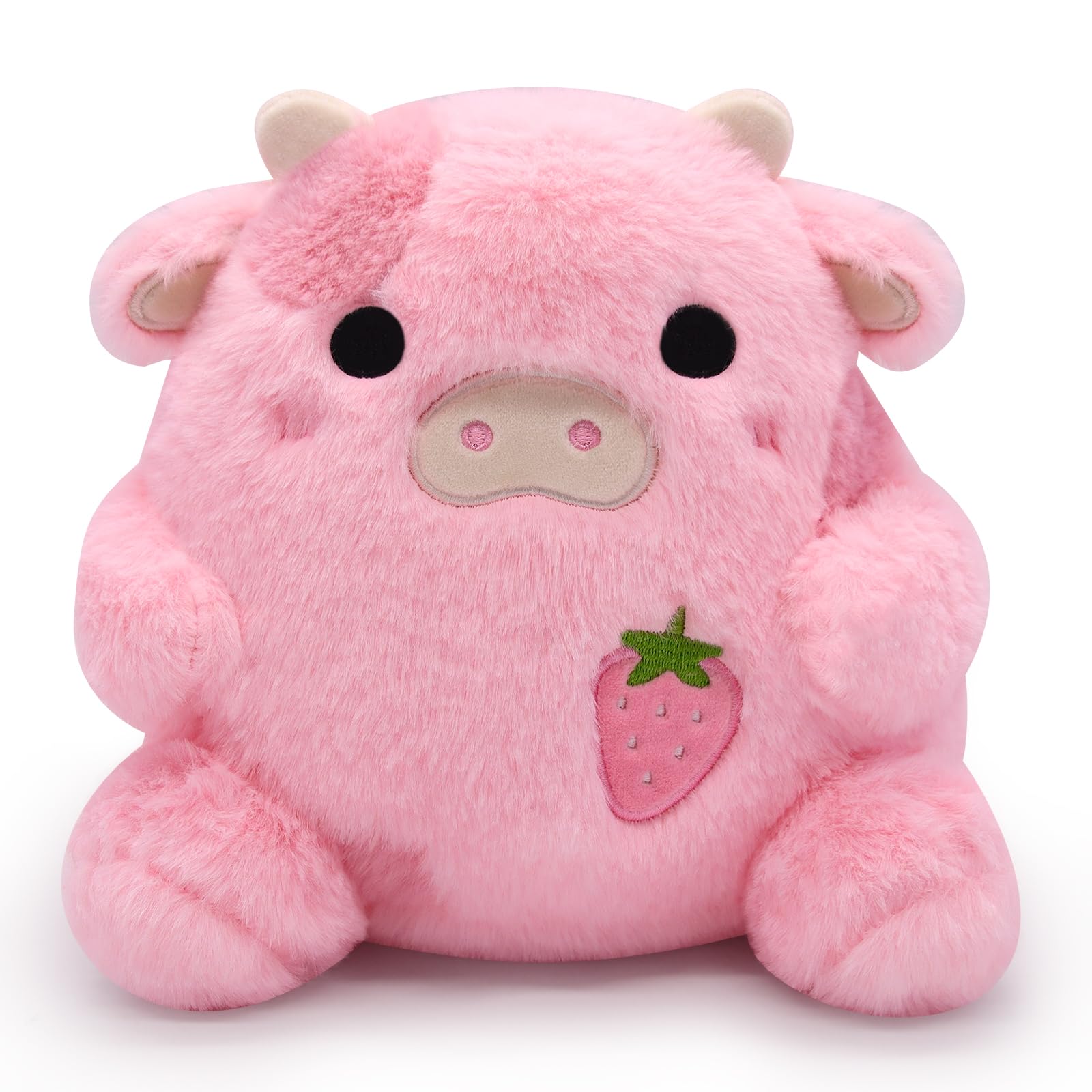 Lmtgldt Strawberry Cow Plushie Pillow Cow Stuffed Animal Toys, Cute Strawberry Cow Plush Home Decorations, Soft Stuffed Cow Doll