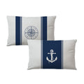 7Colorroom 2Pack Nautical Sailing Throw Pillow Cover Navy Blue With Anchor/Compass Pattern Rectangular/Waist Cushion Cover Ocean