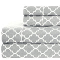 Royal Hotel Bedding Meridian Gray And White Brushed Sateen Cotton Sheets, 5Pc Adjustable King, Split-King Bed Sheet Set 100% Cot