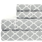 Royal Hotel Bedding Meridian Gray And White Brushed Sateen Cotton Sheets, 5Pc Adjustable King, Split-King Bed Sheet Set 100% Cot