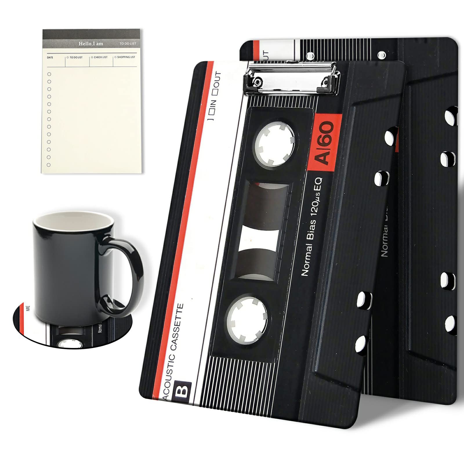 Clipboards Cute Audio Cassette Tape Design Clip Board 9 X 12.5 Inch With Low Profile Metal Clip,Clipboard For Students, Classroo