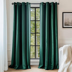 Lazzzy Blackout Velvet Curtains Green Thermal Insulated Curtains 84 Inch Long Drapes For Bedroom Living Room Darkening Window Treatments Grommet Living Room Curtains Set Of 2 Panels Emerald Green