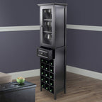 Winsome Burgundy 66.85 x 18.11 x 12.99-Inch Wood 15-Bottle Wine Cabinet, Black (20667)