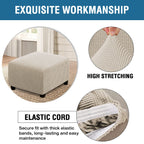 H.Versailtex Square Ottoman Covers Ottoman Slipcovers Folding Storage Stool Furniture Protector Form Fit With Elastic Bottom, Stretch High Spandex Small Checks Jacquard Fabric(Large,Island Fossi)