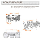 127''L X 84''W X 32''H Outdoor Large Rectangle Table Cover Grey Patio Sectional Covers For Outdoor Furniture 600D Oxford Durable Patio Furniture Covers Rectangle Table And Chairs No Umbrella Hole