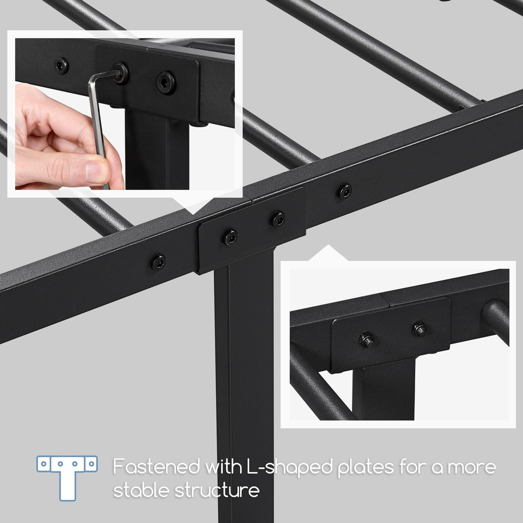 Yaheetech Metal Platform Queen Bed Frame with Headboard & Footboard, Black, Easy Assembly, No Box Spring Needed, Model YT-00110344-V01