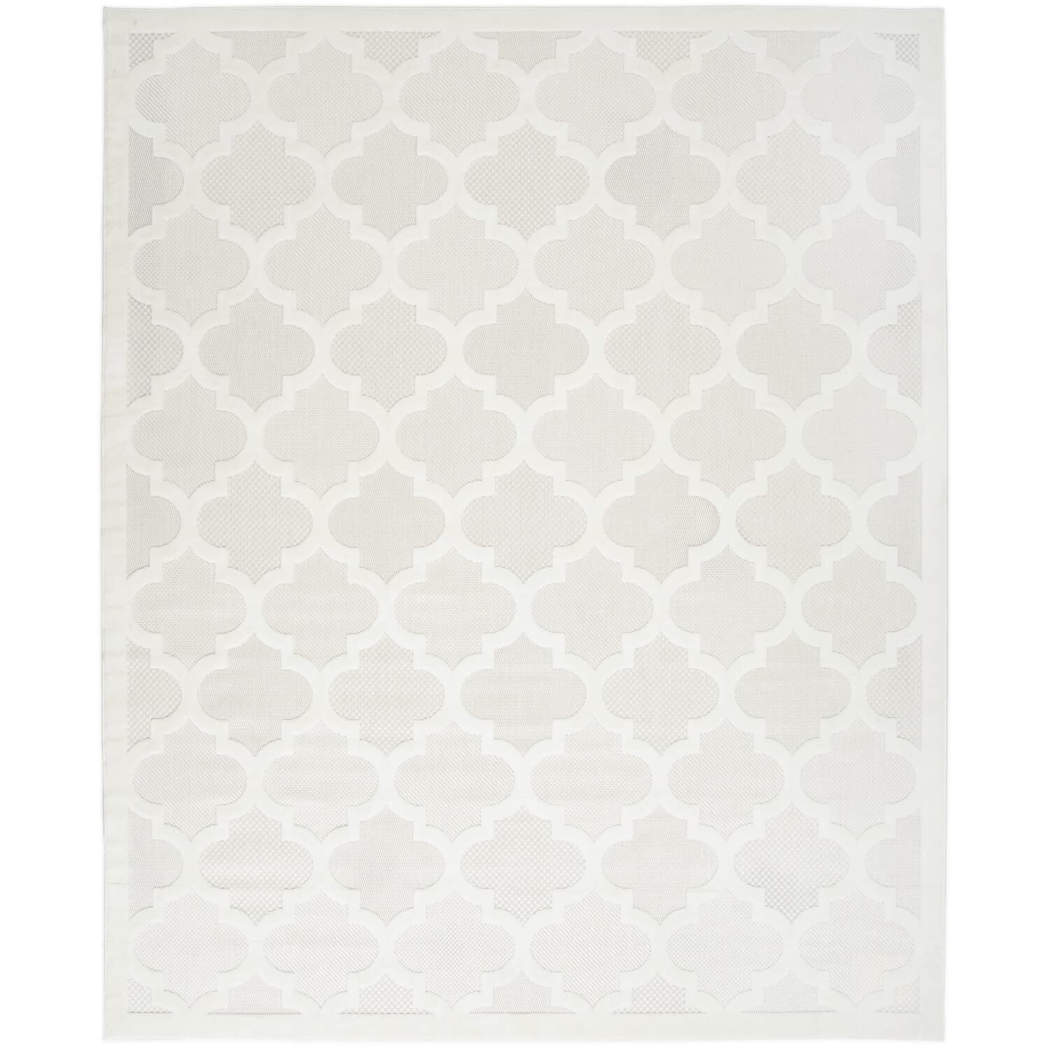 Nourison Easy Care Moroccan Area Rug 8' X 10', Ivory/White, Rectangular, 0.25' Thick, Trellis Easy Cleaning Non Shedding Bed Ro