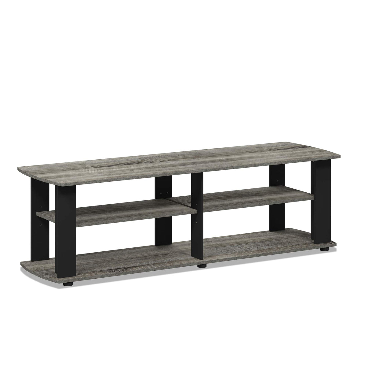 Furinno Nelly Entertainment Center Tv Stand, Short 43.3&quot;(W) X13.4(H) X13.1(D), French Oak Grey/Black