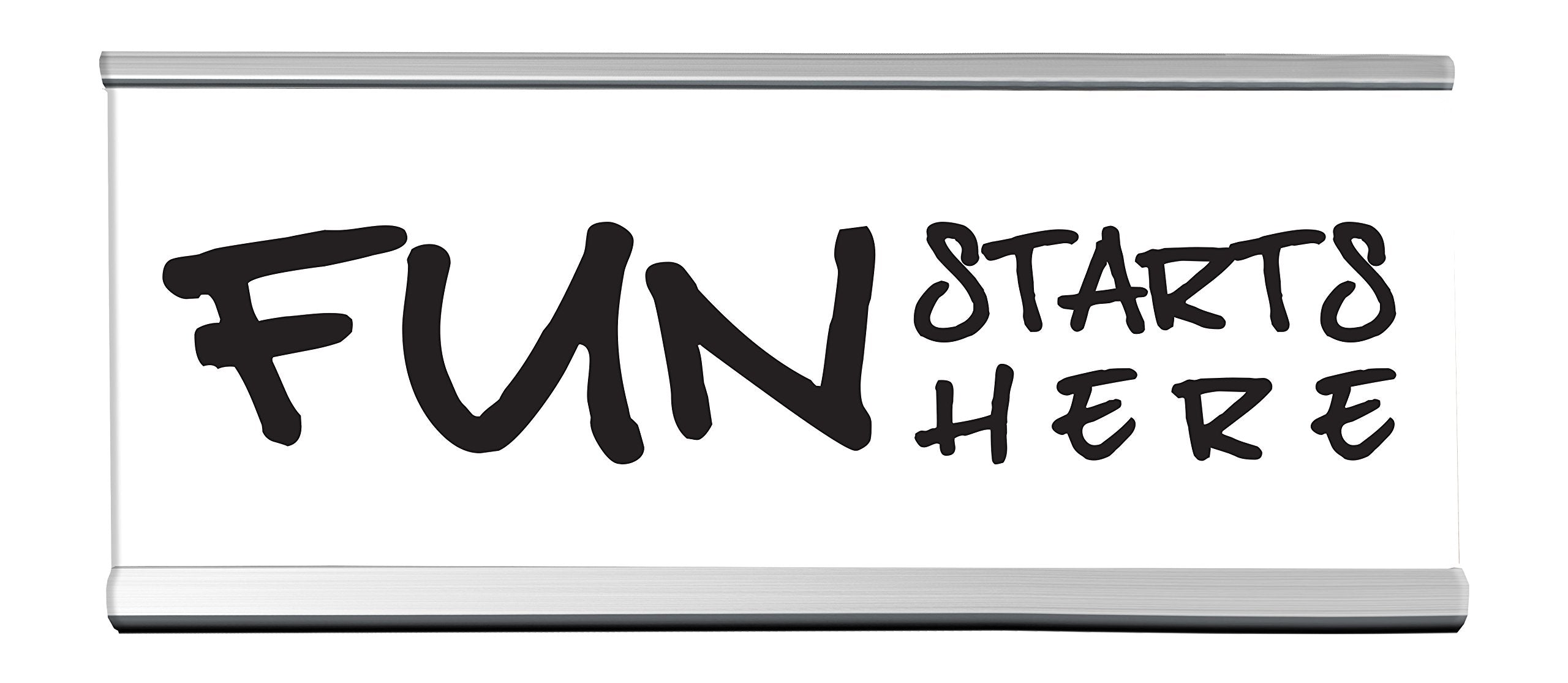 Wellspring 'Fun Starts Here' Acrylic Desk Sign - Witty And Funny Desk Signs For Office, Perfect Office Gifts For Boss & Co Wor