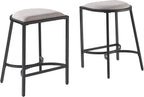 Crosley Furniture Ellery Upholstered Seat Counter Height Bar Stools Set Of 2, Gray/Matte Black
