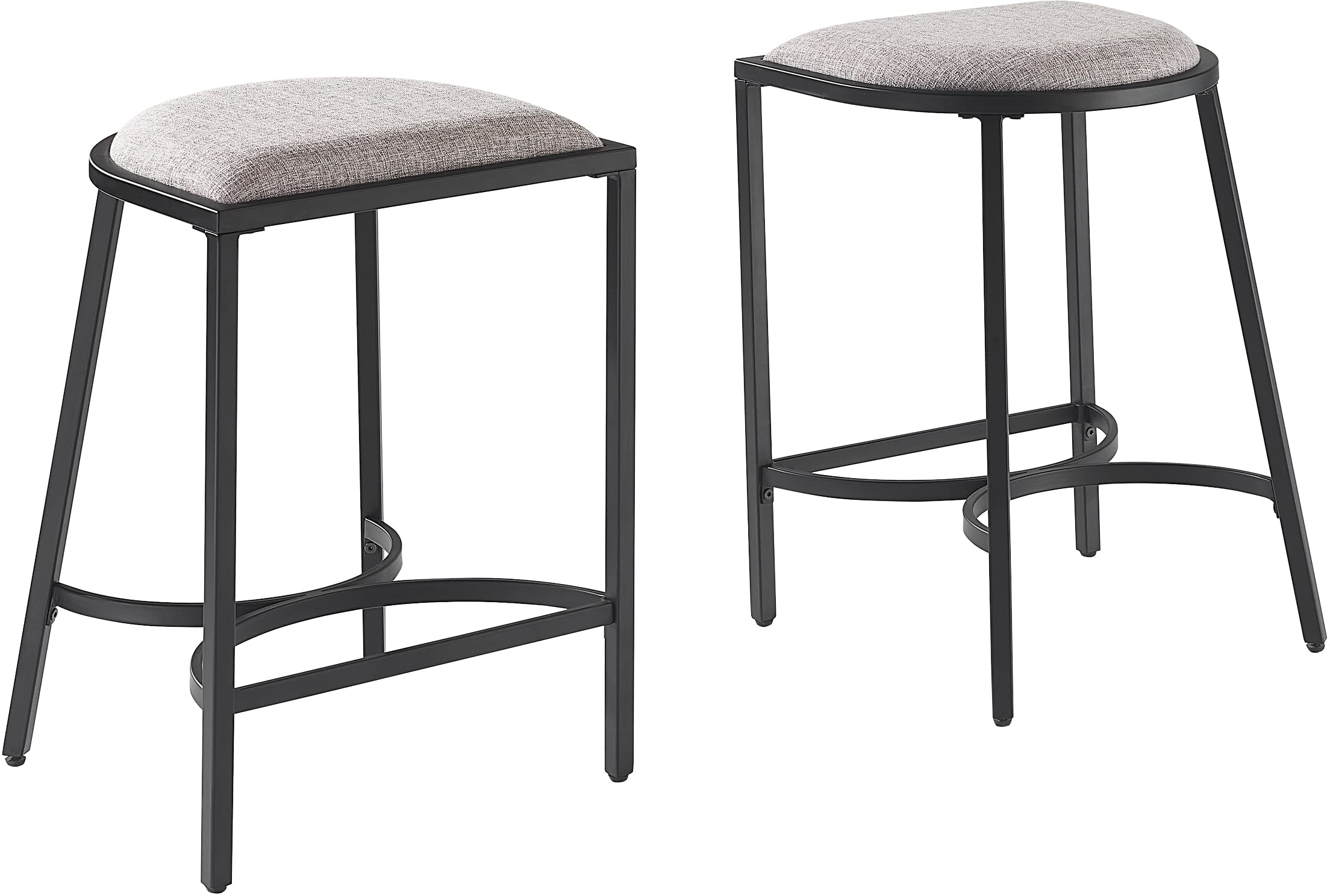 Crosley Furniture Ellery Upholstered Seat Counter Height Bar Stools Set Of 2, Gray/Matte Black