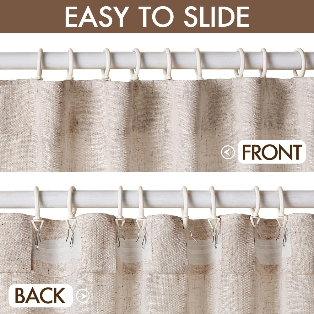 Miulee Natural Linen Curtains 94 Inches Long 2 Panels, Pinch Pleated Back Tab Soft Thick Linen Textured Window Drapes For Bedroom Living Room Semi Sheer Light Filtering Neutral Farmhouse Cream Ivory