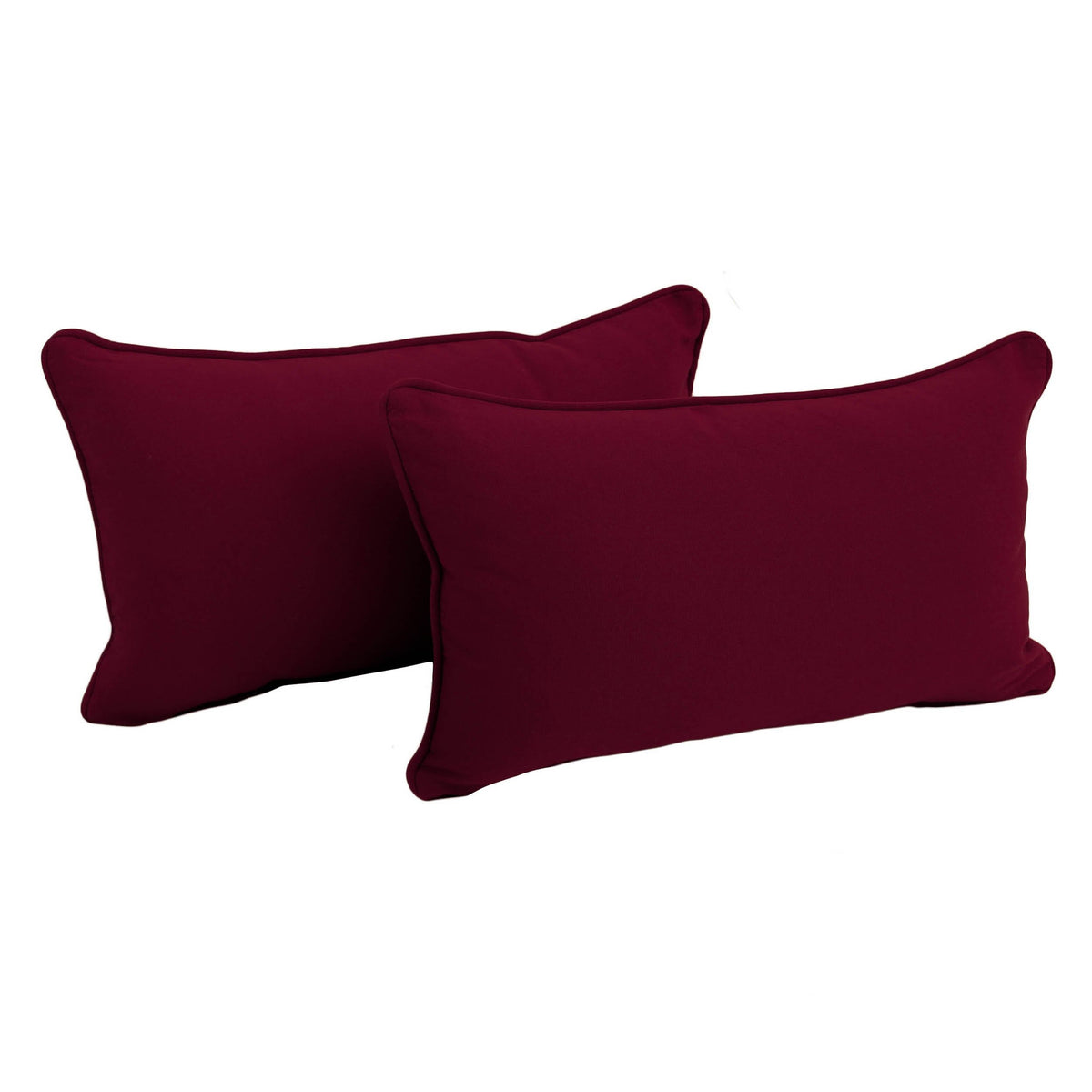 Blazing Needles Corded Twill Throw Pillows (Set of 2), 20&quot; x 12&quot;, Burgundy