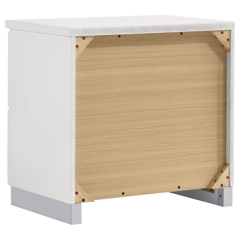 Coaster Home Furnishings Contemporary Felicity 2 Drawer Nightstand Bedside Table No Assembly White High Gloss 203502
