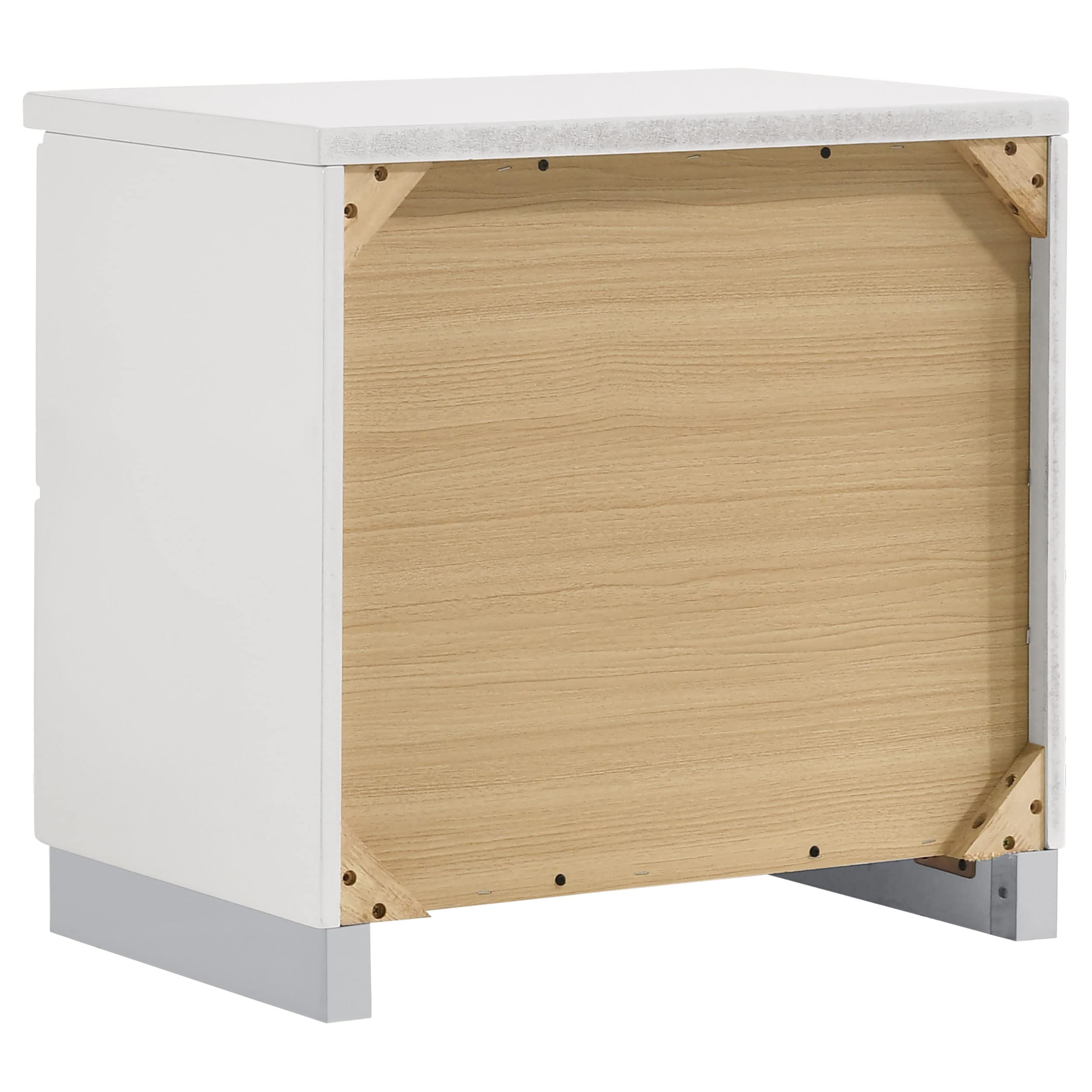 Coaster Home Furnishings Contemporary Felicity 2 Drawer Nightstand Bedside Table No Assembly White High Gloss 203502