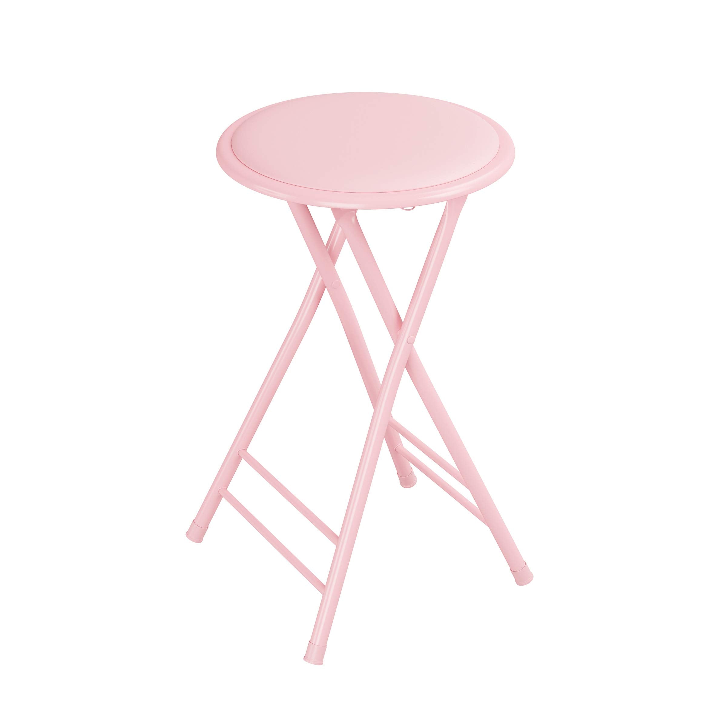 Lavish Home Folding Stool - Backless 24-Inch Stool With 225Lb Capacity For Kitchen Or Rec Room - Portable Indoor Counter Bar Stools (Pink)