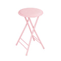 Lavish Home Folding Stool - Backless 24-Inch Stool With 225Lb Capacity For Kitchen Or Rec Room - Portable Indoor Counter Bar Stools (Pink)