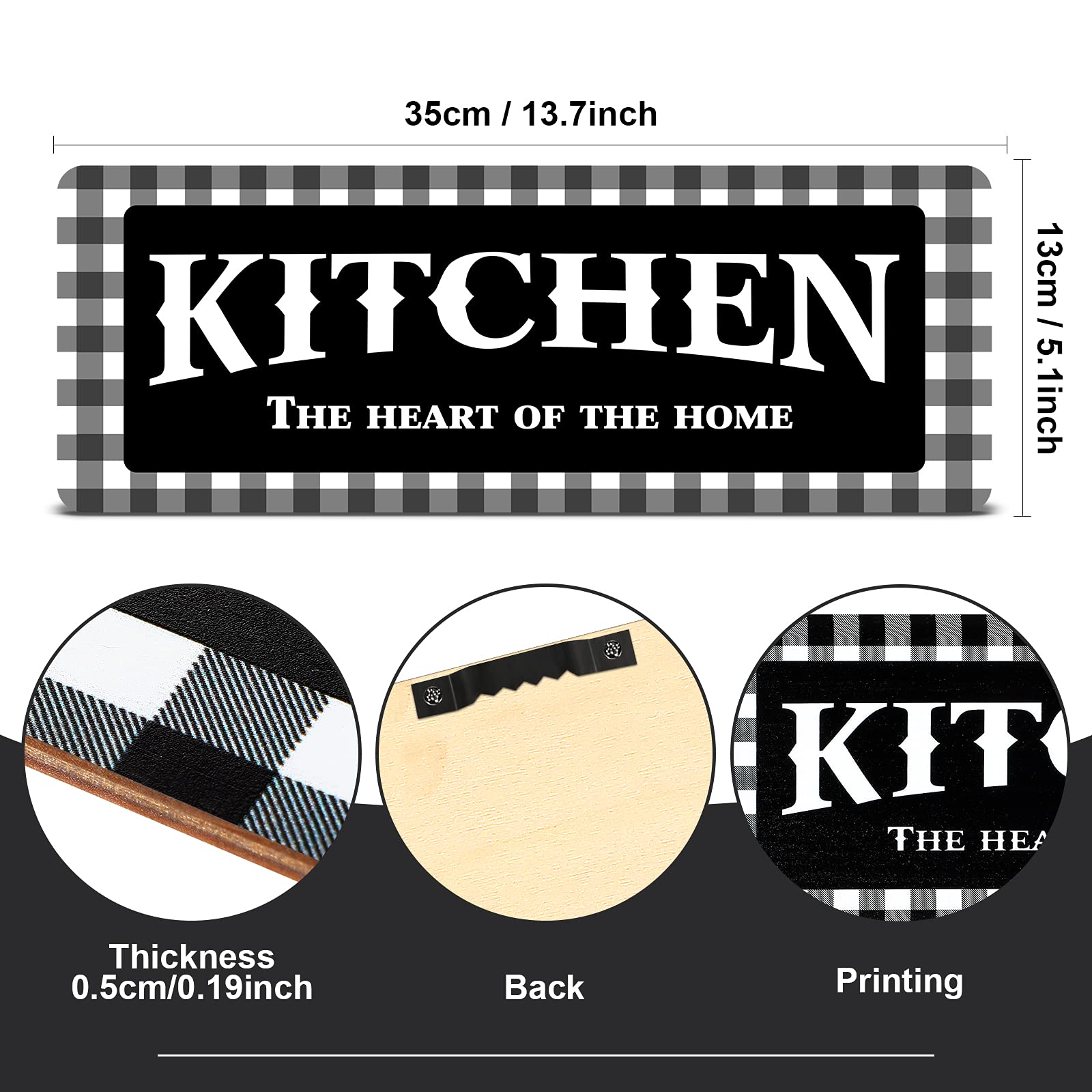 Kitchen Sign Set Kitchen Wall Decor The Heart Of The Home Sign Wood Rustic Buffalo Plaid Kitchen Decoration Fork And Spoon Farmh