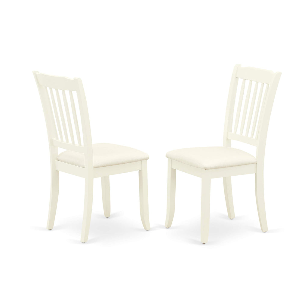 East West Furniture HBDA5-LWH-C 5 Piece Kitchen Table & Chairs Set Includes a Round Dining Room Table with Pedestal and 4 Linen Fabric Upholstered Chairs, 42x42 Inch, Linen White