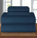 Egyptian Comfort Coziest Bedding Set, Easy All Around Elastic Fitted Sheet, Deep Pocket Up To 16Inch, Microfiber, Navy Blue, Kin