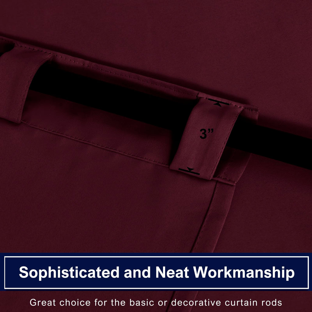 Hiasan Burgundy Red Blackout Curtains 54 Inch Long, Light Blocking Thermal Insulated Rod Pocket & Back Tab Christmas Drapes Sewn