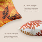 Phantoscope Set Of 4 New Living Series Halloween Leaf Geometric Throw Decorative Fall Velvet Pillow Cover Cushion Cover, Orange