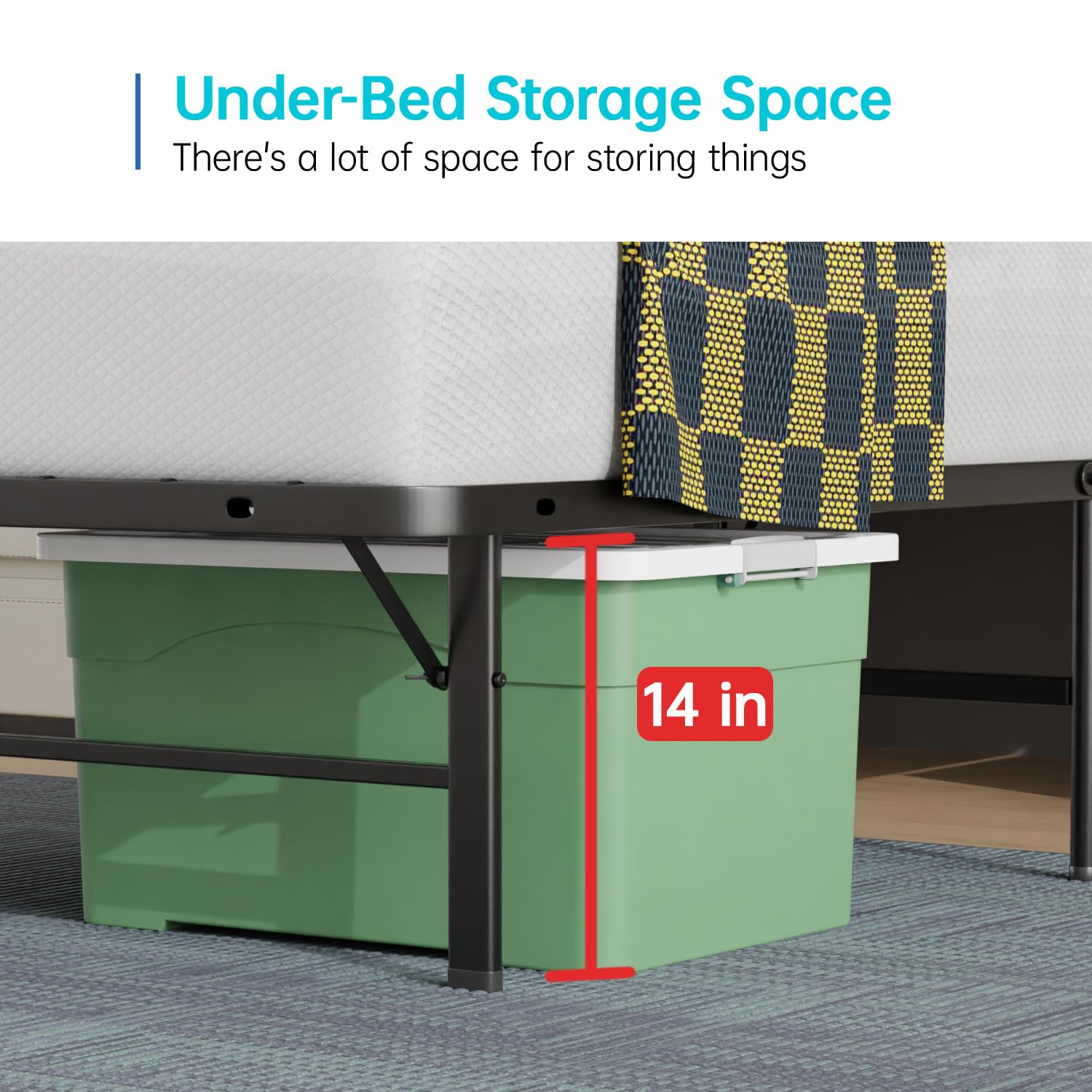 Bed Frame Metal Platform Bed Frame Mattress Foundation Box Spring Replacement Heavy Duty Steel Slat Easy Assembly Noise-Free Black,Twin/Full/King/Queen (Full)