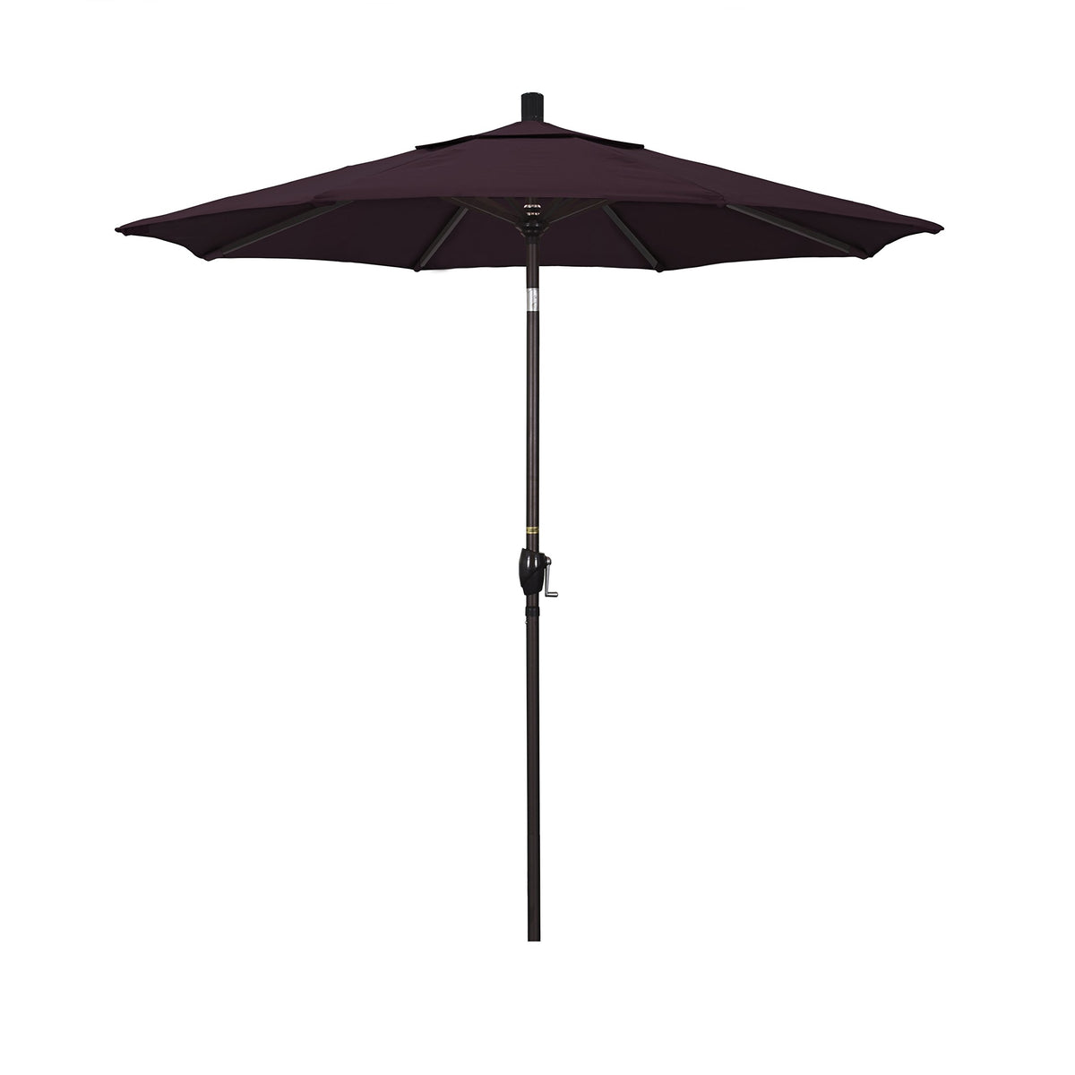 California Umbrella 7.5' Round Aluminum Market Umbrella, Crank Lift, Push Button Tilt, Bronze Pole, Pacifica Purple