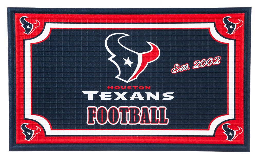 Team Sports America Evergreen NFL Houston Texans Embossed Door Mat - 30 W x 18 H Durable Non Slip Floormat for Football Fans