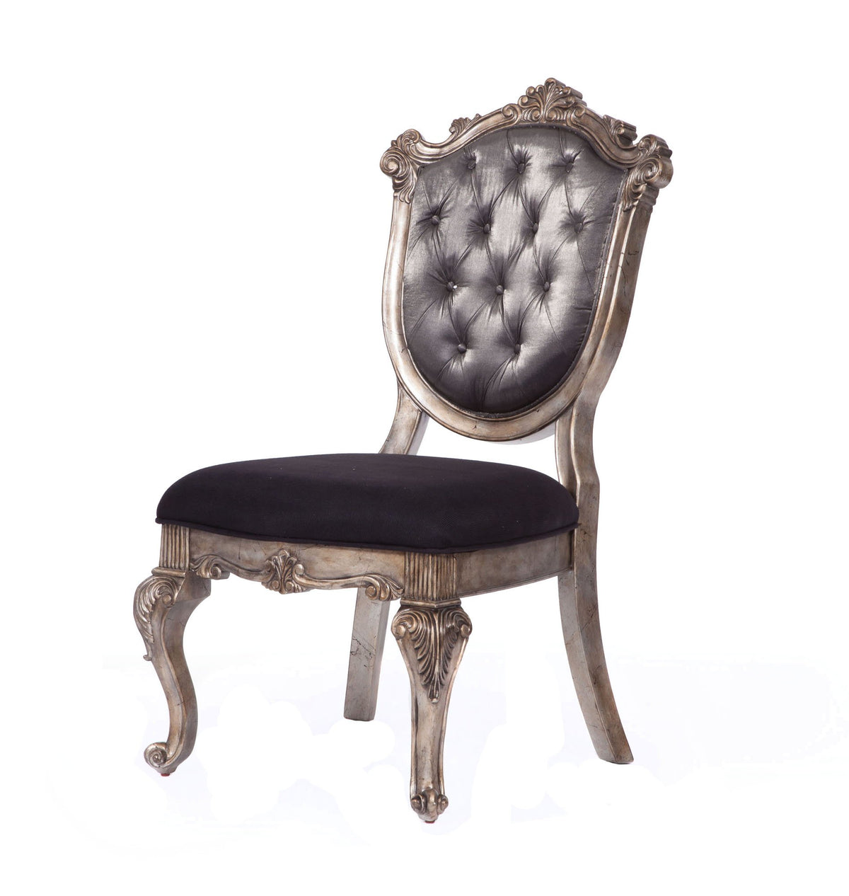 ACME Chantelle Side Chair - 60542 - Silver Gray Silk-Like Fabric & Antique Platinum